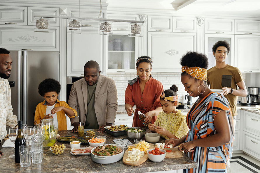 family in kitchen