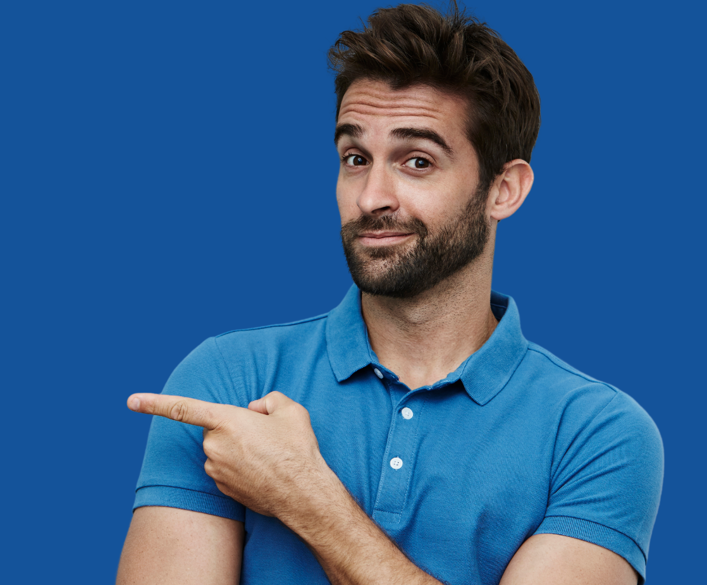 Blue shirt man points to getting involved.