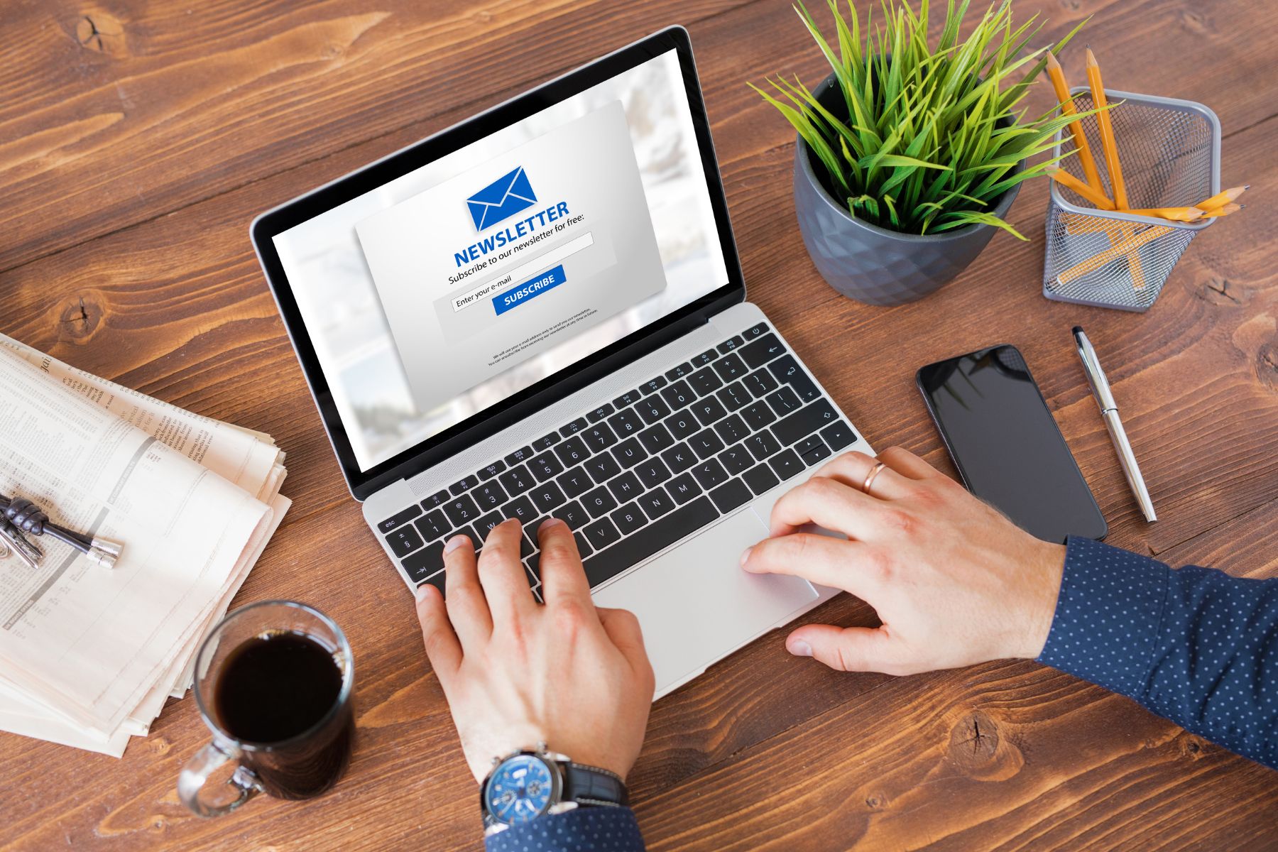 Newsletter on Laptop